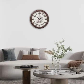 Ceas de perete decorativ, Hisar Sail, Dimensiune: 40 x 40 cm, Maro imagine