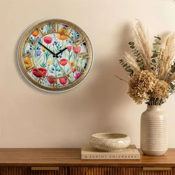 Ceas de perete decorativ, Hisar Spring Blossom, Dimensiune: 40 x 40 cm, Multicolor imagine