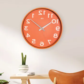 Ceas de perete decorativ, Joy, Dimensiune: 38 x 38 cm, Portocaliu imagine