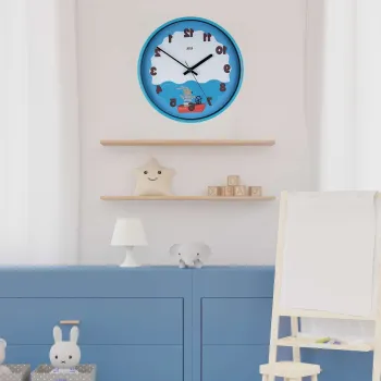 Ceas de perete decorativ, Sea, Dimensiune: 30,5 x 30,5 cm, Albastru imagine