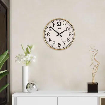 Ceas de perete decorativ, Simplex, Dimensiune: 38 x 38 cm, Auriu imagine