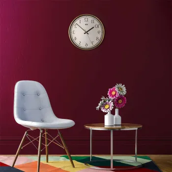 Ceas de perete decorativ, Slim, Dimensiune: 30,5 x 30,5 cm, Auriu imagine