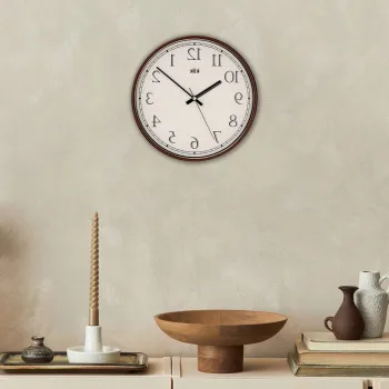 Ceas de perete decorativ, Slim, Dimensiune: 30,5 x 30,5 cm, Maro imagine