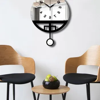 Ceas de perete decorativ, Vlnt108Gu, Diametru: 39 cm, Negru imagine