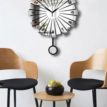 Ceas de perete decorativ, Vlnt111Gu, Diametru: 39 cm, Argintiu imagine