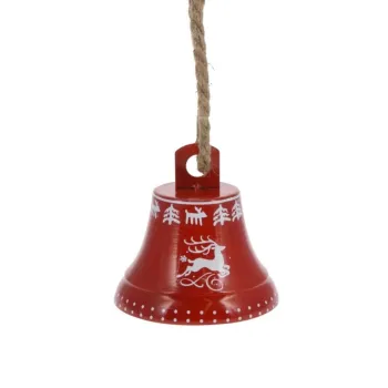 Clopotel decorativ Reindeer v2, Excellent Houseware, 17x17 cm, fier/iuta, rosu imagine