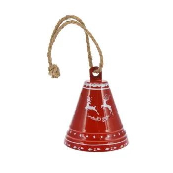 Clopotel decorativ Reindeer v2, Excellent Houseware, 19x23 cm, fier/iuta, rosu imagine