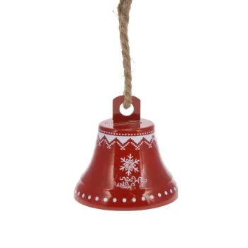 Clopotel decorativ Snowflake v3, Excellent Houseware, 17x17 cm, fier/iuta, rosu imagine