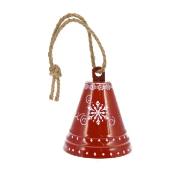Clopotel decorativ Snowflake v3, Excellent Houseware, 19x23 cm, fier/iuta, rosu imagine