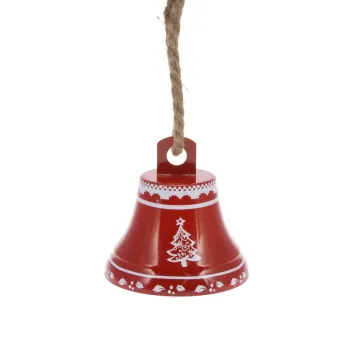 Clopotel decorativ Xmas Tree v1, Excellent Houseware, 17x17 cm, fier/iuta, rosu imagine