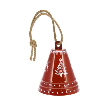 Clopotel decorativ Xmas Tree v1, Excellent Houseware, 19x23 cm, fier/iuta, rosu imagine