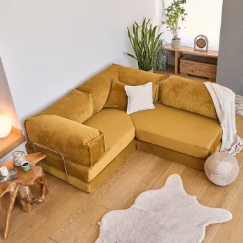 Coltar, Atelier del Sofa, 118FVL1407, MATERIAL TEXTIL CU NERVURI, Galben mustar imagine