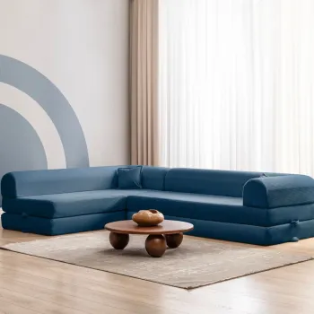 Coltar, Atelier del Sofa, 118FVL1502, MATERIAL TEXTIL CU NERVURI, Albastru imagine