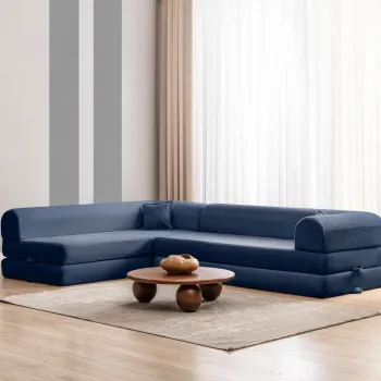 Coltar, Atelier del Sofa, 118FVL1503, MATERIAL TEXTIL CU NERVURI, Albastru navy imagine