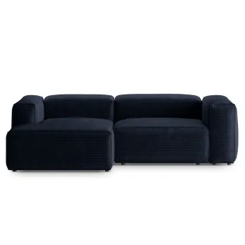 Coltar dreapta 2 locuri, Bergamo, Cosmopolitan Design, 244x152x70 cm, catifea chenille raiata, albastru navy imagine