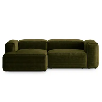 Coltar dreapta 2 locuri, Bergamo, Cosmopolitan Design, 244x152x70 cm, catifea chenille raiata, verde imagine