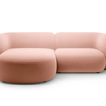 Coltar dreapta 2 locuri, Kate, Micadoni, 255x176x76 cm, catifea, roz imagine