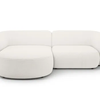 Coltar dreapta 2 locuri, Kate, Micadoni, 255x176x76 cm, tesatura boucle, alb imagine