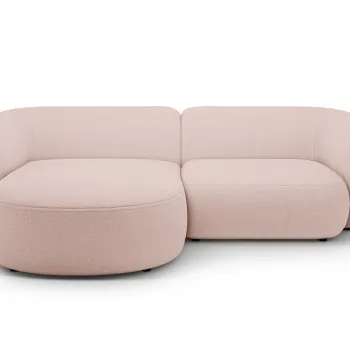 Coltar dreapta 2 locuri, Kate, Micadoni, 255x176x76 cm, tesatura boucle, roz pudra imagine