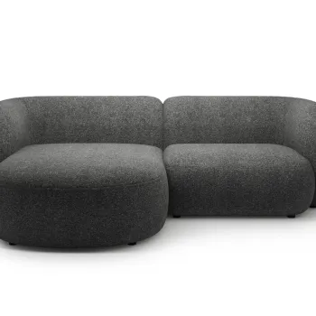 Coltar dreapta 2 locuri, Kate, Micadoni, 255x176x76 cm, tesatura structurata, gri inchis melanj imagine