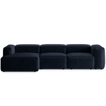 Coltar dreapta 3 locuri, Bergamo, Cosmopolitan Design, 304x152x70 cm, catifea chenille raiata, albastru navy imagine