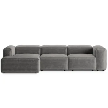 Coltar dreapta 3 locuri, Bergamo, Cosmopolitan Design, 304x152x70 cm, catifea chenille raiata, gri deschis imagine