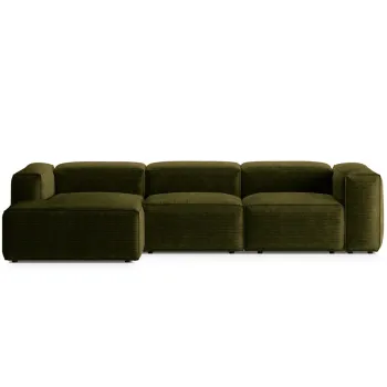 Coltar dreapta 3 locuri, Bergamo, Cosmopolitan Design, 304x152x70 cm, catifea chenille raiata, verde imagine