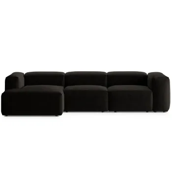 Coltar dreapta 3 locuri, Bergamo, Cosmopolitan Design, 304x152x70 cm, tesatura structurata, negru imagine