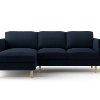 Coltar dreapta 3 locuri, Eden, Micadoni, 223x150x90 cm, catifea, albastru inchis imagine