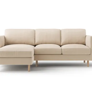 Coltar dreapta 3 locuri, Eden, Micadoni, 223x150x90 cm, catifea, bej nude imagine