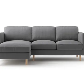 Coltar dreapta 3 locuri, Eden, Micadoni, 223x150x90 cm, catifea, gri imagine