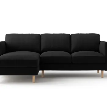 Coltar dreapta 3 locuri, Eden, Micadoni, 223x150x90 cm, catifea, negru imagine