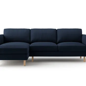 Coltar dreapta 3 locuri, Eden, Micadoni, 250x150x90 cm, catifea, albastru inchis imagine