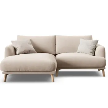Coltar dreapta 3 locuri, Naomi, Micadoni Home, 200x170x75 cm, catifea, bej imagine