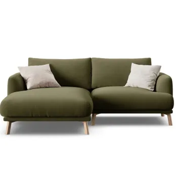 Coltar dreapta 3 locuri, Naomi, Micadoni Home, 200x170x75 cm, catifea, verde imagine