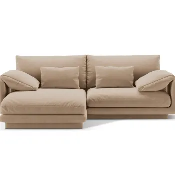 Coltar dreapta 3 locuri, Torino-184, Micadoni Home, 220x170x83 cm, catifea, bej sand imagine