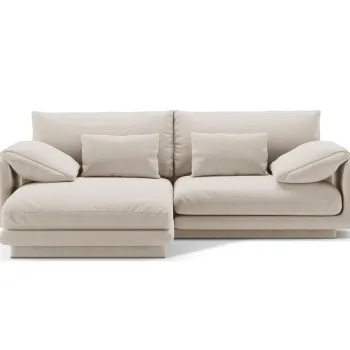 Coltar dreapta 3 locuri, Torino-184, Micadoni Home, 220x170x83 cm, catifea, ecru imagine