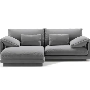 Coltar dreapta 3 locuri, Torino-184, Micadoni Home, 220x170x83 cm, catifea, gri deschis imagine