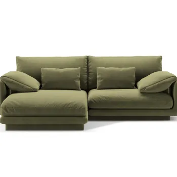 Coltar dreapta 3 locuri, Torino-184, Micadoni Home, 220x170x83 cm, catifea, verde deschis imagine