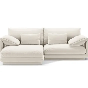 Coltar dreapta 3 locuri, Torino-211, Micadoni Home, 220x170x83 cm, tesatura structurata chenille, ivoriu imagine