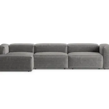 Coltar dreapta 4 locuri, Bergamo, Cosmopolitan Design, 344x152x70 cm, catifea chenille raiata, gri deschis imagine