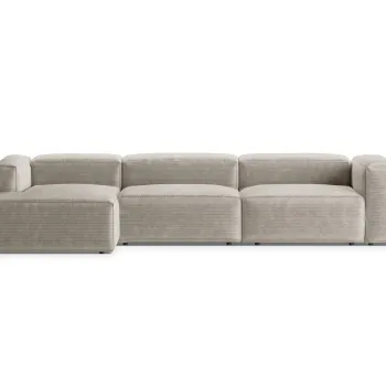 Coltar dreapta 4 locuri, Bergamo, Cosmopolitan Design, 344x152x70 cm, catifea chenille raiata, ivoriu imagine