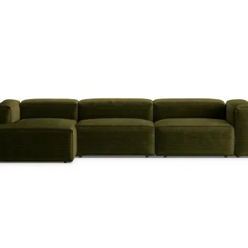 Coltar dreapta 4 locuri, Bergamo, Cosmopolitan Design, 344x152x70 cm, catifea chenille raiata, verde imagine