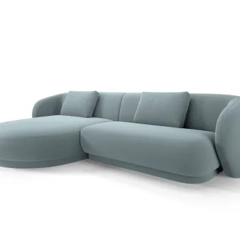 Coltar dreapta 4 locuri, Camden, Cosmopolitan Design, 289x177x72 cm, catifea, albastru deschis imagine