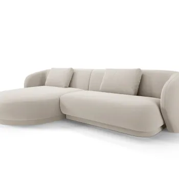 Coltar dreapta 4 locuri, Camden, Cosmopolitan Design, 289x177x72 cm, catifea, bej deschis imagine