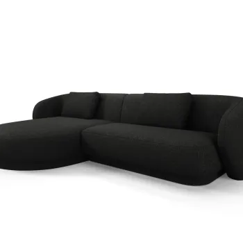 Coltar dreapta 4 locuri, Camden, Cosmopolitan Design, 289x177x72 cm, tesatura chenille, negru imagine