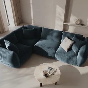 Coltar dreapta 4 locuri, Chris-184, Micadoni Home, 295x210x80 cm, catifea, albastru pastel imagine