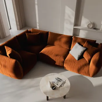 Coltar dreapta 4 locuri, Chris-184, Micadoni Home, 295x210x80 cm, catifea, teracota imagine