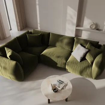 Coltar dreapta 4 locuri, Chris-184, Micadoni Home, 295x210x80 cm, catifea, verde deschis imagine