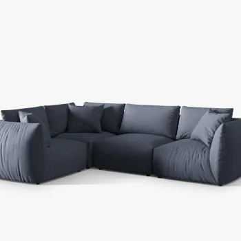 Coltar dreapta 4 locuri, Chris-259, Micadoni Home, 295x210x80 cm, tesatura structurata chenille, albastru muted imagine